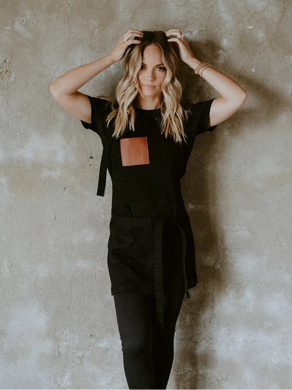 NWT J Clark over shoulder black & leather stylist apron